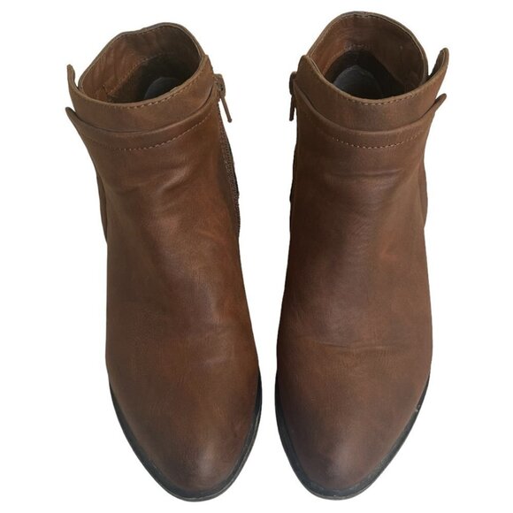 Madden Girl Women's Hunttz Boot Size 7M Ankle Bootie Stacked Heel Side Zip Brown - Picture 5 of 11